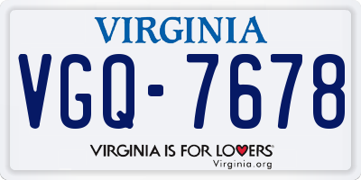 VA license plate VGQ7678