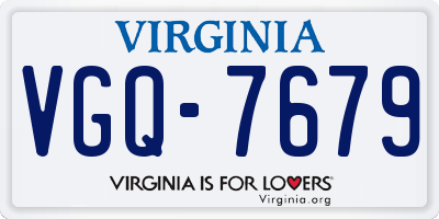 VA license plate VGQ7679