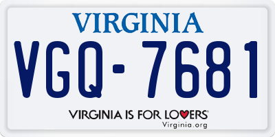 VA license plate VGQ7681