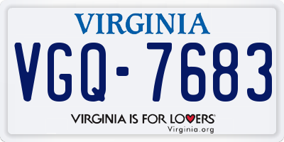 VA license plate VGQ7683