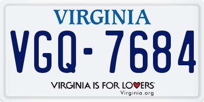 VA license plate VGQ7684