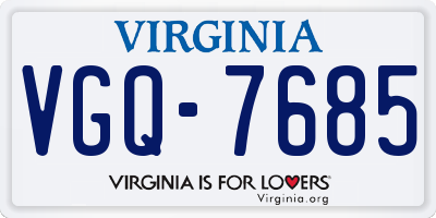 VA license plate VGQ7685