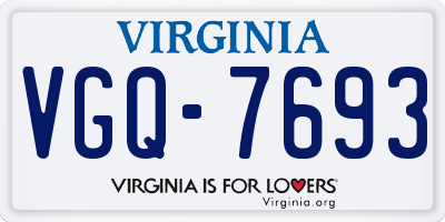 VA license plate VGQ7693