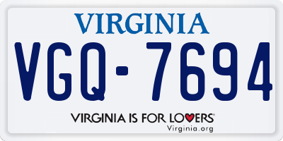 VA license plate VGQ7694