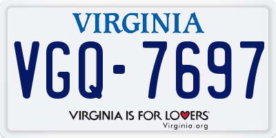 VA license plate VGQ7697