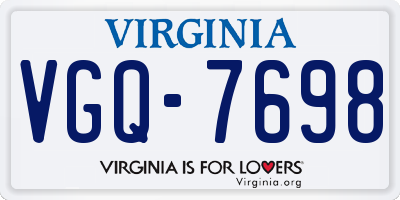 VA license plate VGQ7698