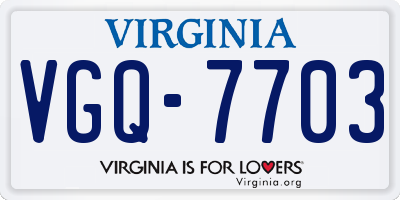 VA license plate VGQ7703
