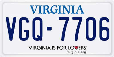 VA license plate VGQ7706