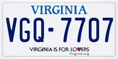 VA license plate VGQ7707