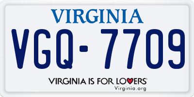 VA license plate VGQ7709