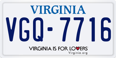 VA license plate VGQ7716