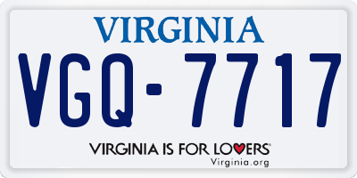 VA license plate VGQ7717