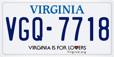VA license plate VGQ7718