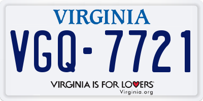 VA license plate VGQ7721