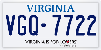 VA license plate VGQ7722