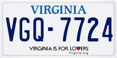 VA license plate VGQ7724