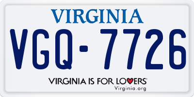 VA license plate VGQ7726