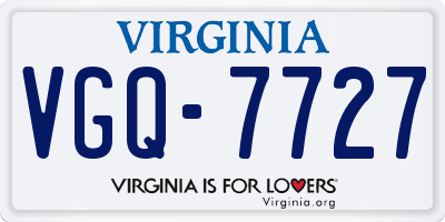 VA license plate VGQ7727