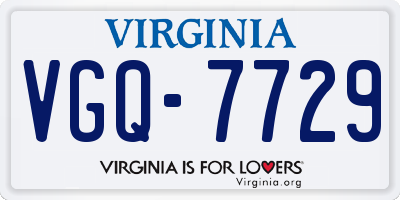 VA license plate VGQ7729