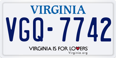 VA license plate VGQ7742