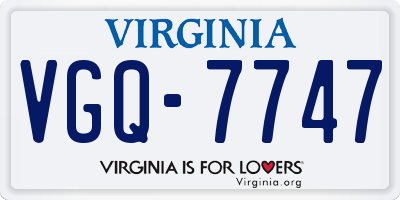 VA license plate VGQ7747