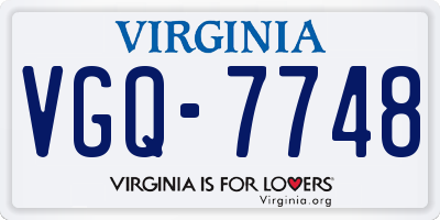 VA license plate VGQ7748