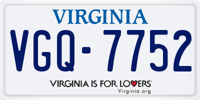VA license plate VGQ7752