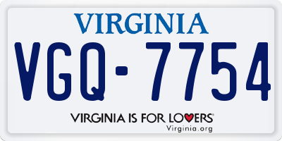 VA license plate VGQ7754