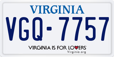 VA license plate VGQ7757