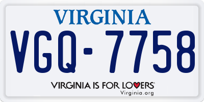 VA license plate VGQ7758