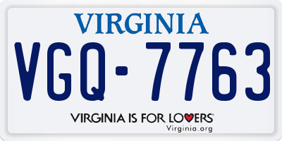 VA license plate VGQ7763