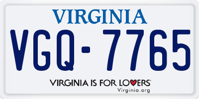 VA license plate VGQ7765