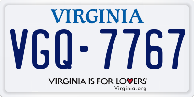 VA license plate VGQ7767