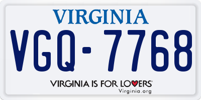 VA license plate VGQ7768