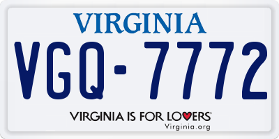 VA license plate VGQ7772