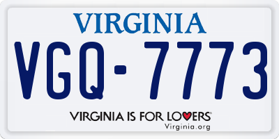 VA license plate VGQ7773