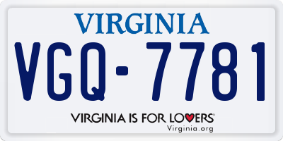 VA license plate VGQ7781