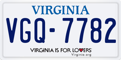 VA license plate VGQ7782