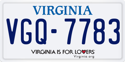 VA license plate VGQ7783