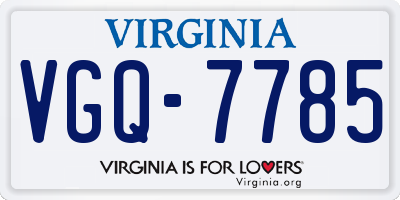 VA license plate VGQ7785