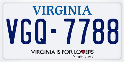 VA license plate VGQ7788