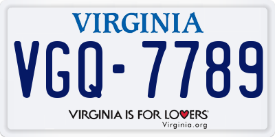 VA license plate VGQ7789