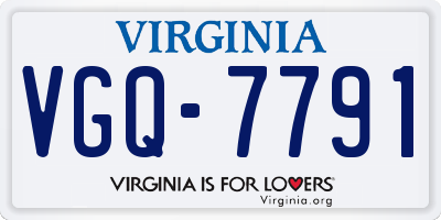 VA license plate VGQ7791