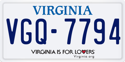 VA license plate VGQ7794