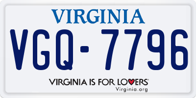 VA license plate VGQ7796