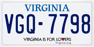 VA license plate VGQ7798