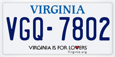 VA license plate VGQ7802