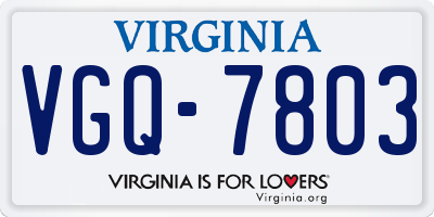VA license plate VGQ7803