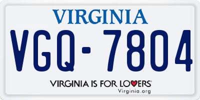 VA license plate VGQ7804