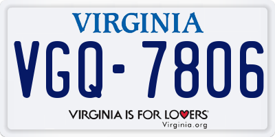 VA license plate VGQ7806